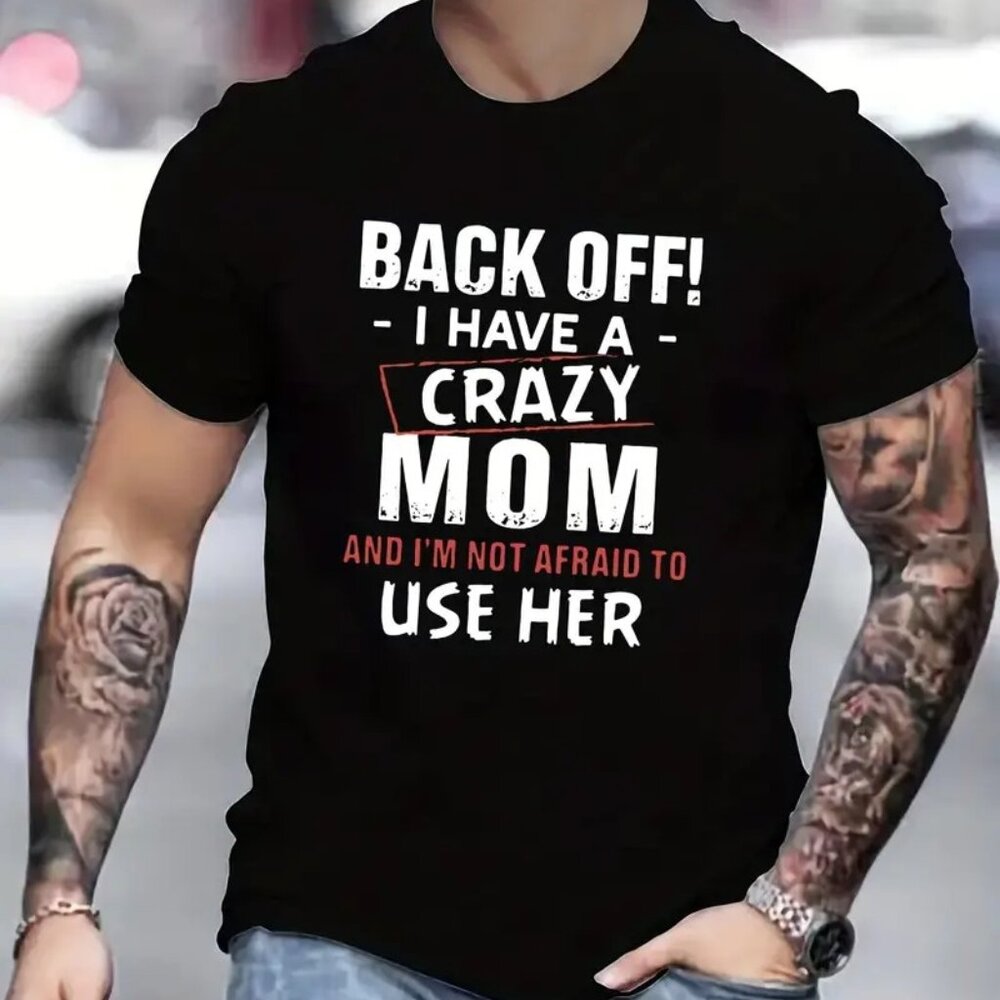 Funny _Crazy Mom_ Print T Shirt, Casual Short Sleeve Crew Neck Tshirt